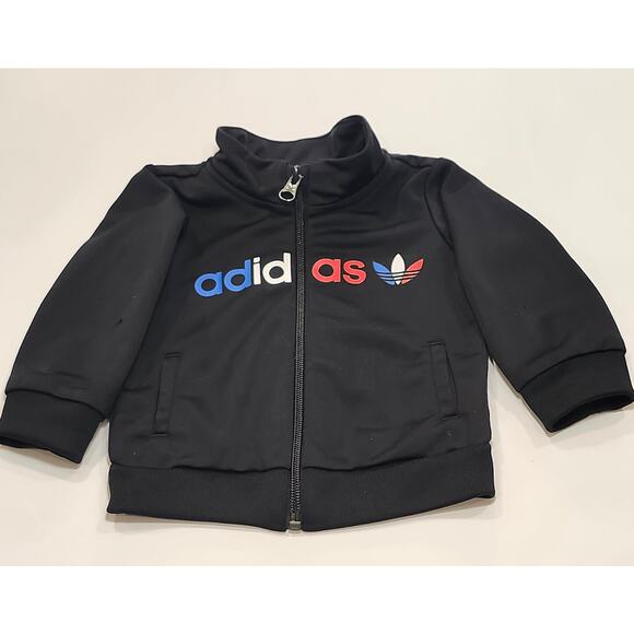 Adidas Logo Black Running Track Jacket Kidcore Sz 3-6 months K0001 - Picture 1 of 5
